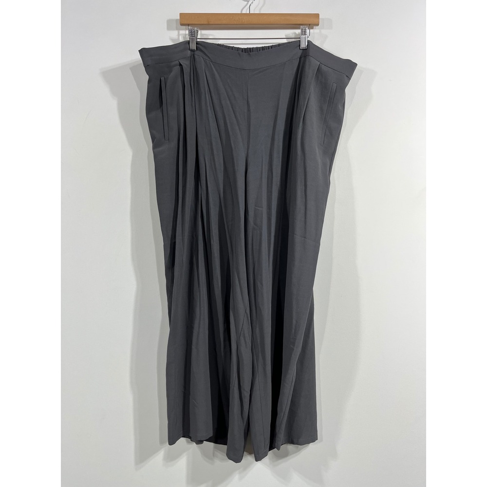 Eileen Fisher Minimalist Quiet Luxury Gray Tencel Wide Leg Pants Womens 3X Chic